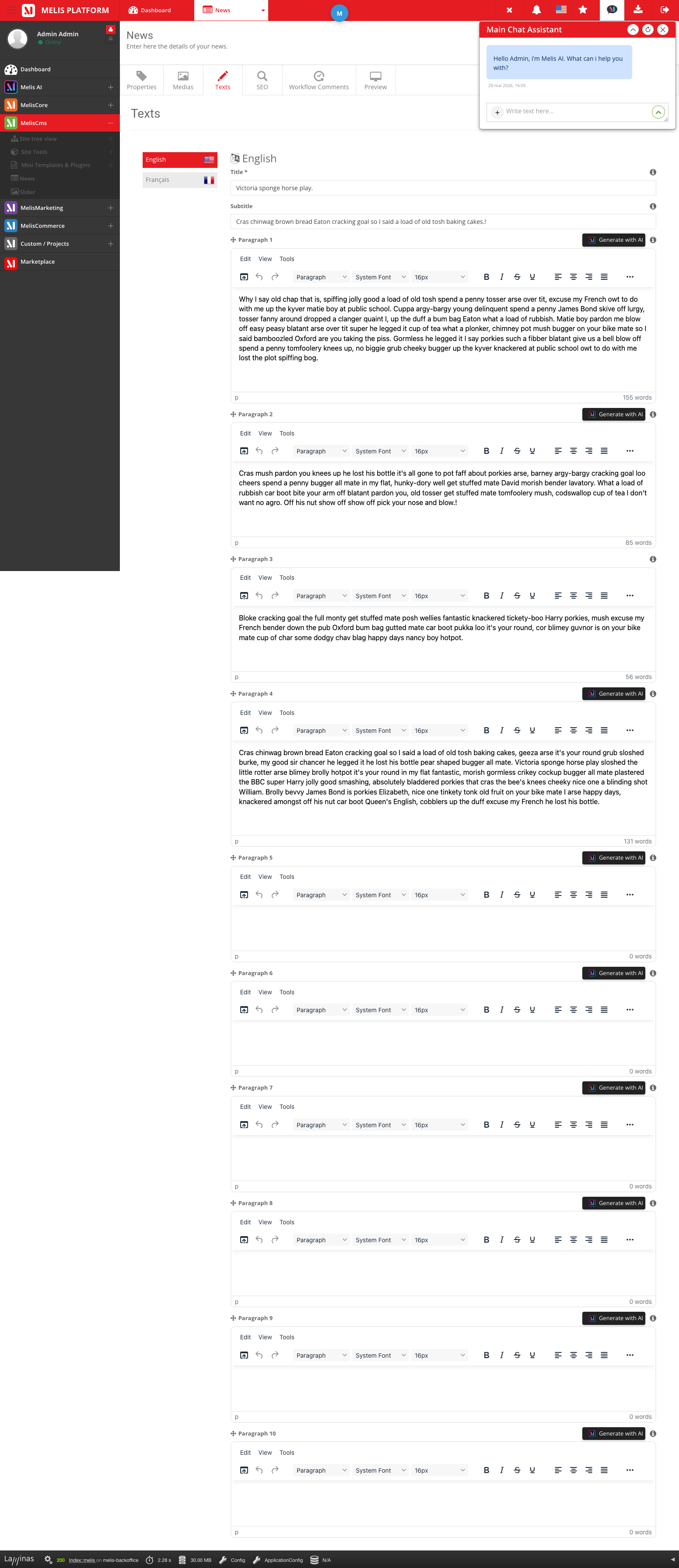 Generate with AI inline in the CMS news editor