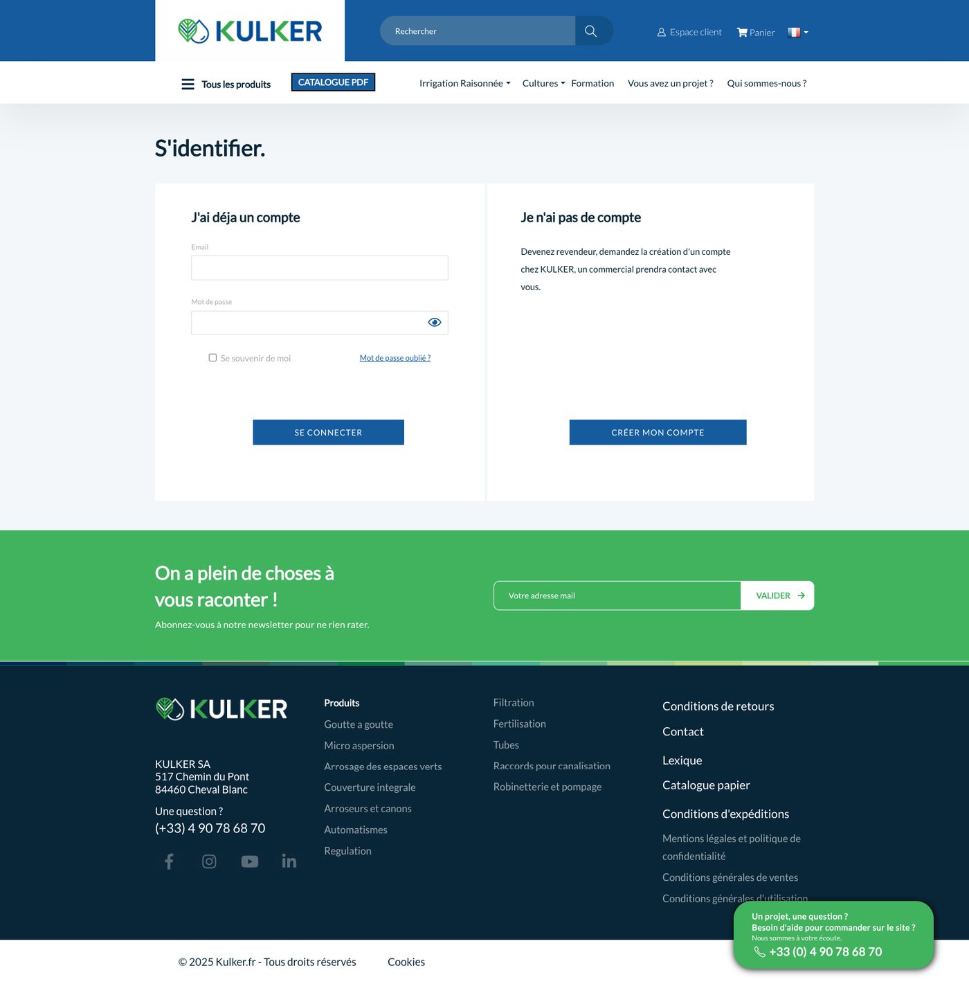 Page de connexion revendeur et de création de compte